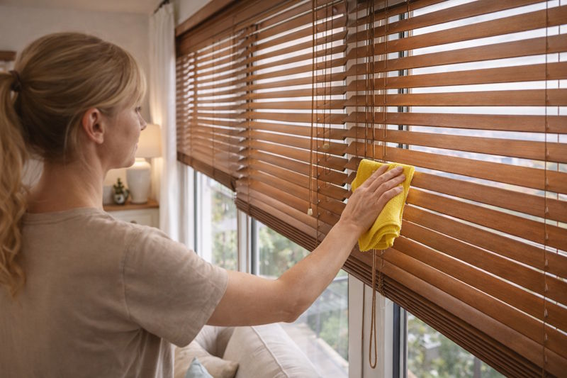 Limpiando una Persiana Veneciana de Madera