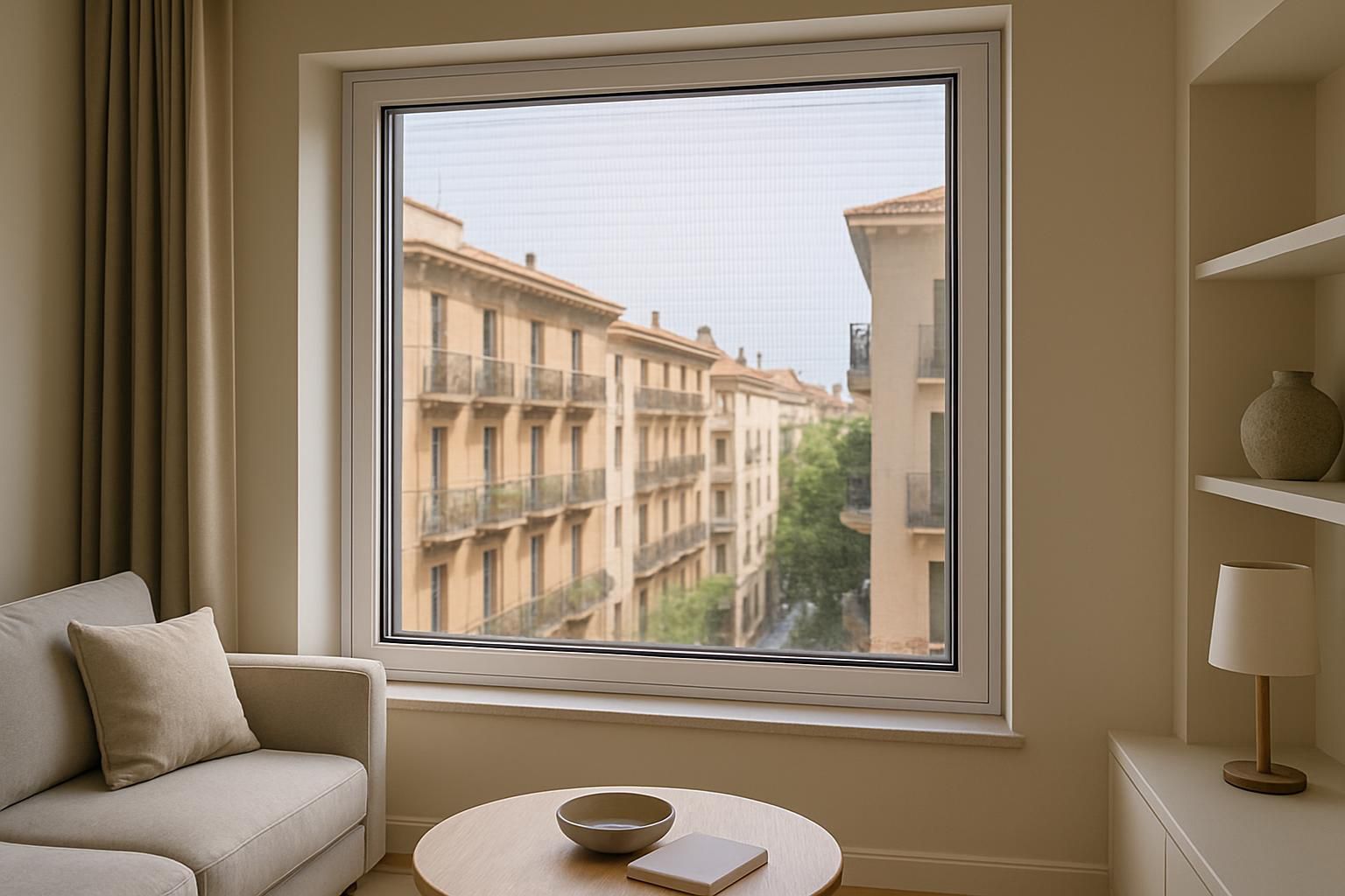Mosquiteras de ventana bien mantenidas en una vivienda