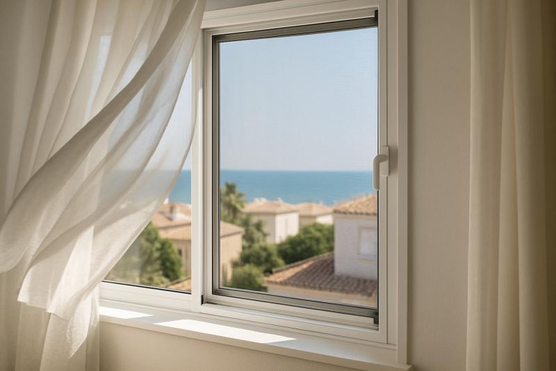 Ventana abierta con mosquitera permitiendo la entrada de aire fresco
