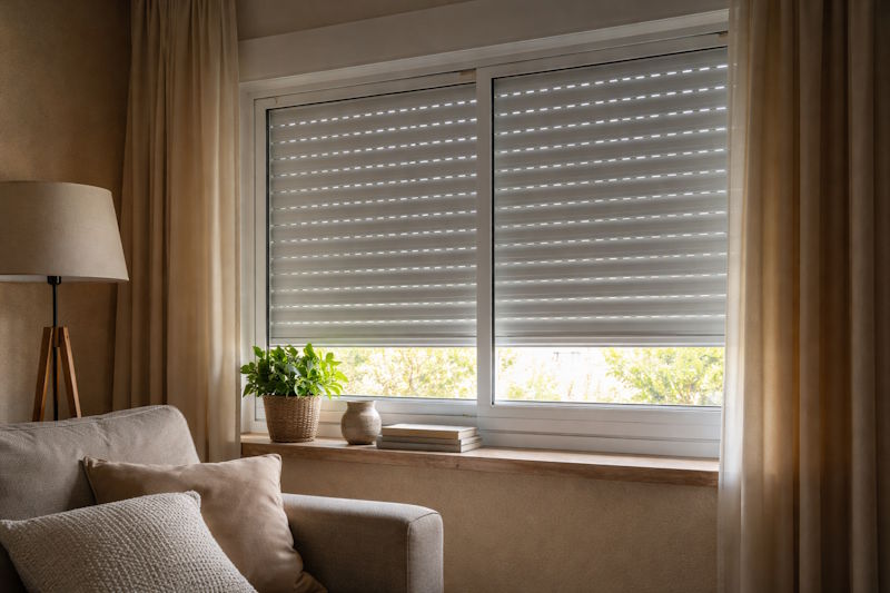 Ventana con persianas de aluminio destacando que no todos los modelos aíslan igual