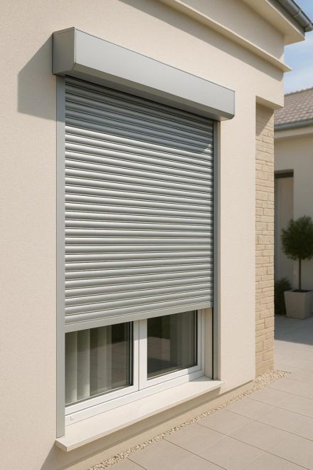 Persiana de aluminio mostrando ligereza y resistencia en una vivienda moderna