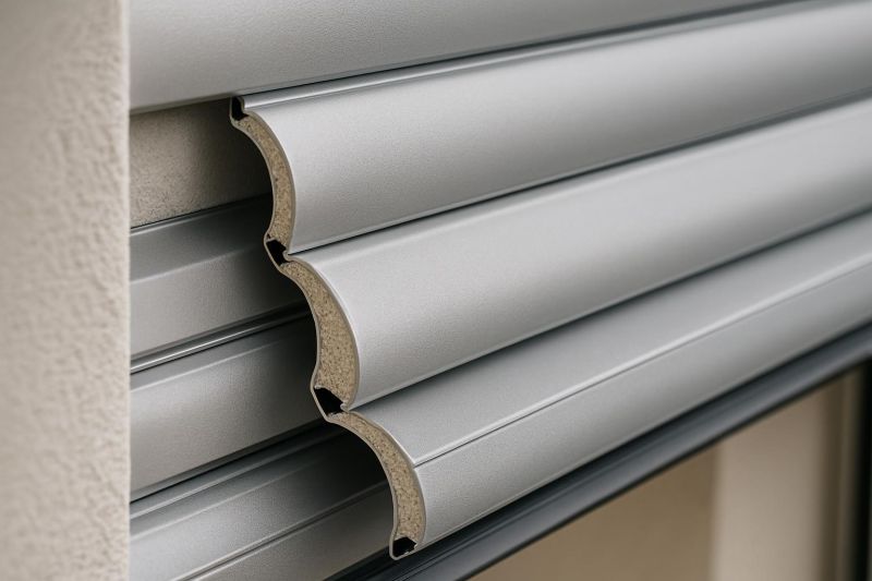 Detalle de lama de persiana de aluminio con aislamiento interior