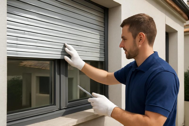 limpieza y revisión de persiana de aluminio en ventana de vivienda española