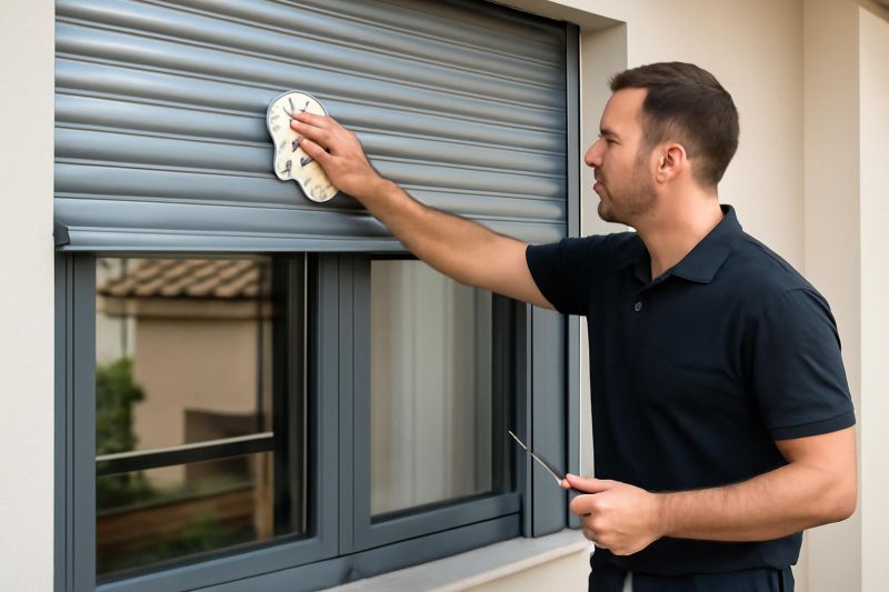 persona limpiando persiana de aluminio en ventana con trapo húmedo