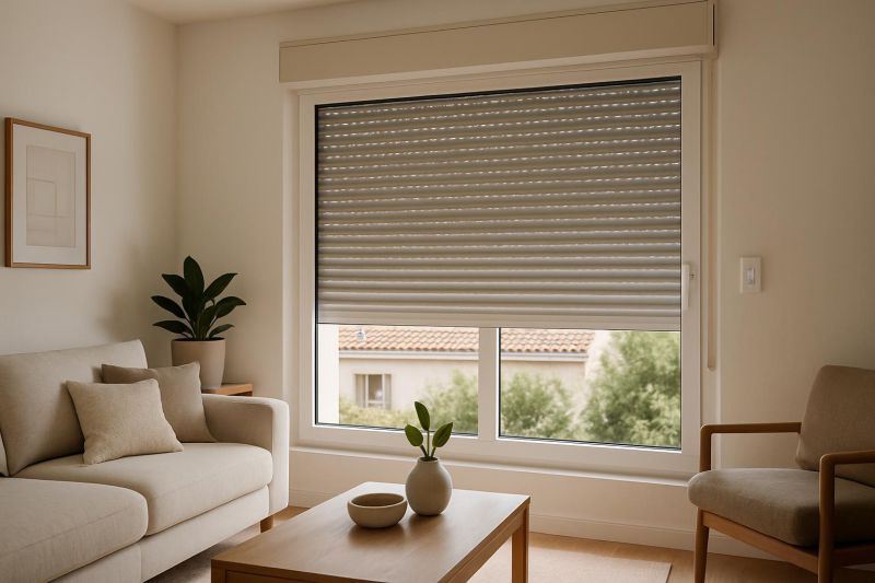 persiana de aluminio motorizada con mando eléctrico instalada en ventana