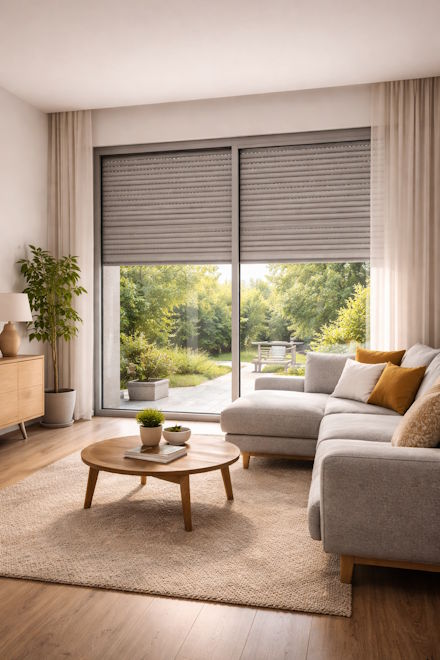 Ventana de vivienda con persianas de aluminio mostrando sus ventajas de aislamiento, diseño y durabilidad