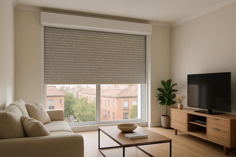 Ventana con persiana de aluminio motorizada en una vivienda moderna