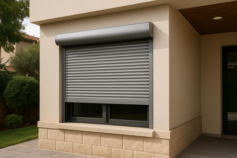 Ventana protegida con persiana de aluminio en una vivienda española