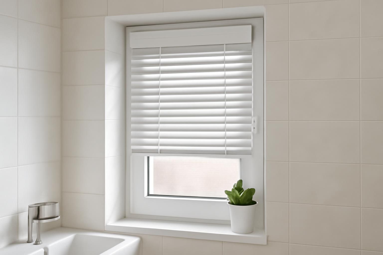Mini persianas de PVC en ventanas pequeñas de cocina y baño